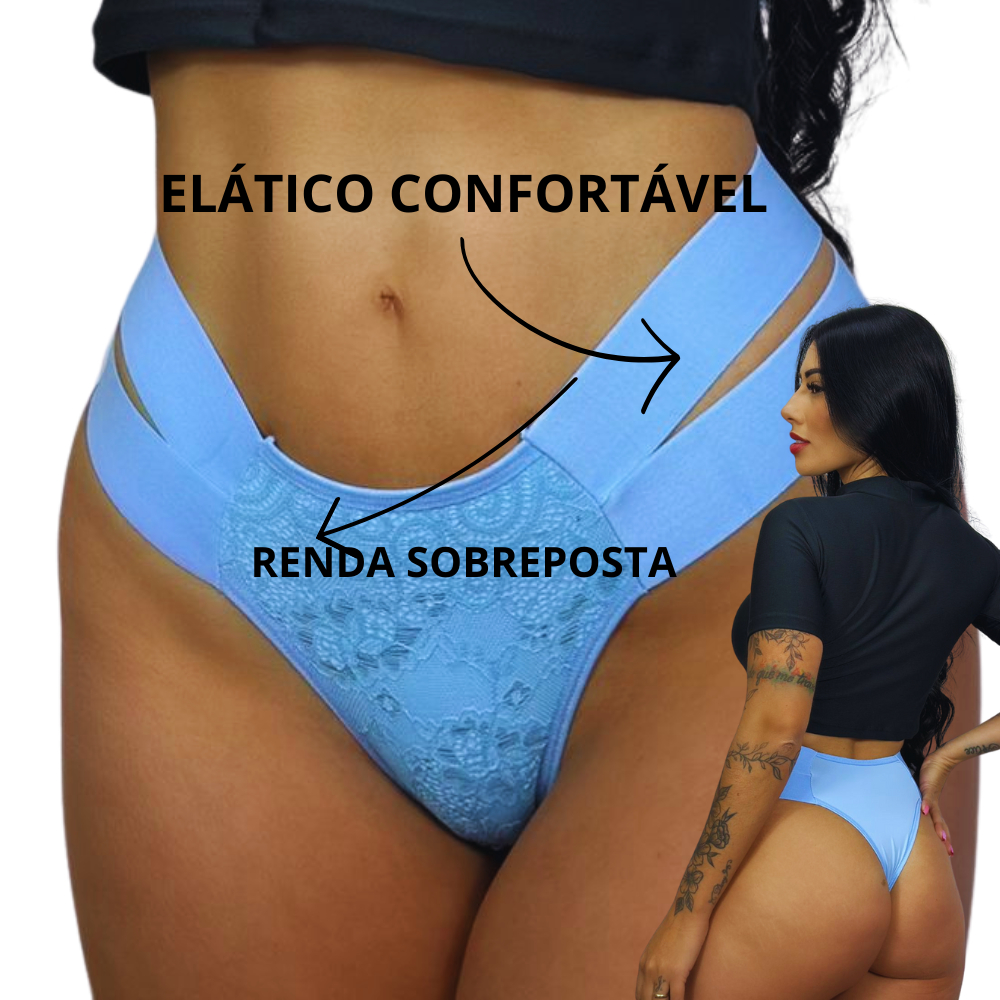 Kit10 Calcinha sexy Microfibra  Tira Lateral Elastico Conforto Renda em Oferta na Shopee