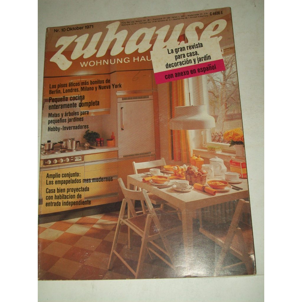 Revista decoração Zuhause 1971 - Escrita em espanhol