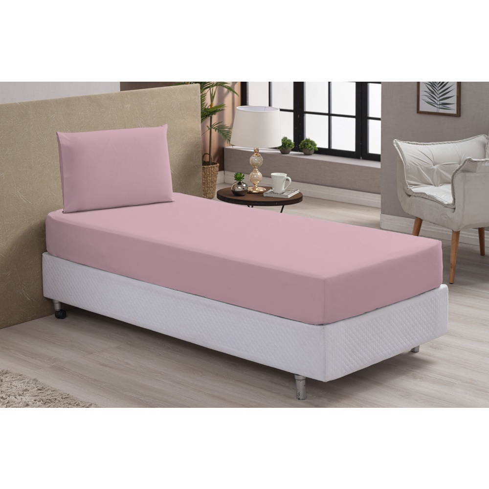 Jogo De Lençol Cama Solteiro 2 Peças Micropercal Liso Com Elástico Ponto Palito