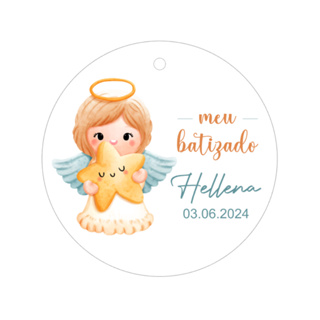 Tag personalizado para Lembrancinha Batizado com 50 unidades com Cordão em Oferta na Shopee