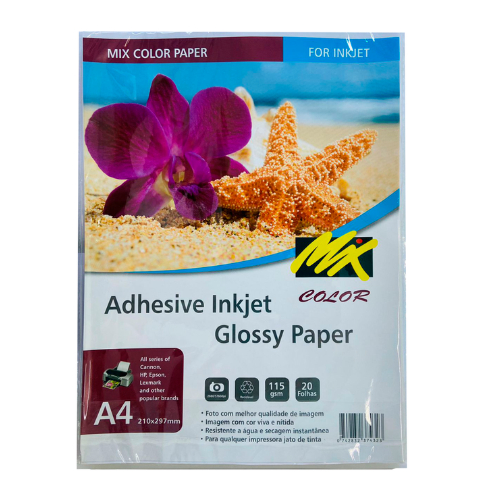 Papel Fotográfico Adesivo A4 115g 20 folhas Mix Color em Oferta na Shopee