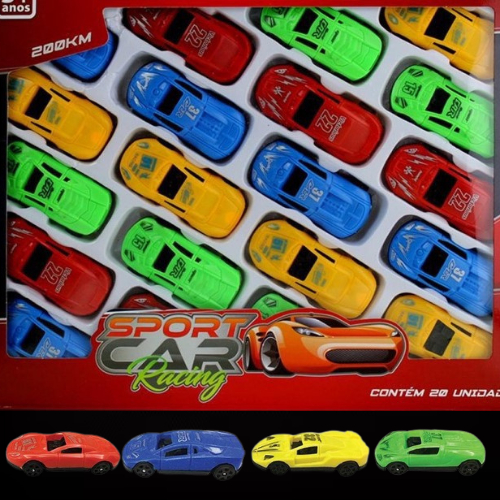 Kit Carrinhos Coleção Sport Car Racing Roda Livre Brinquedo 20 Unidades OFERTA