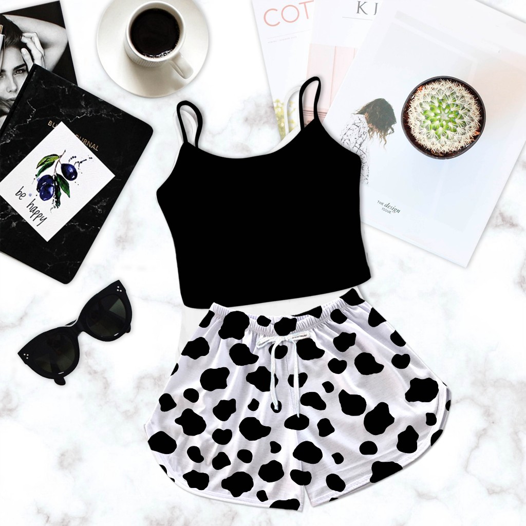 Cropped Baby Doll Preto Feminino Estampa Pintinhas em Oferta na Shopee