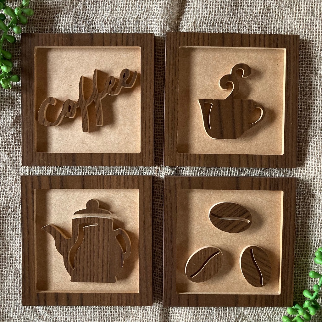 4 Quadros em Relevo Cantinho do Café 3D em Oferta na Shopee