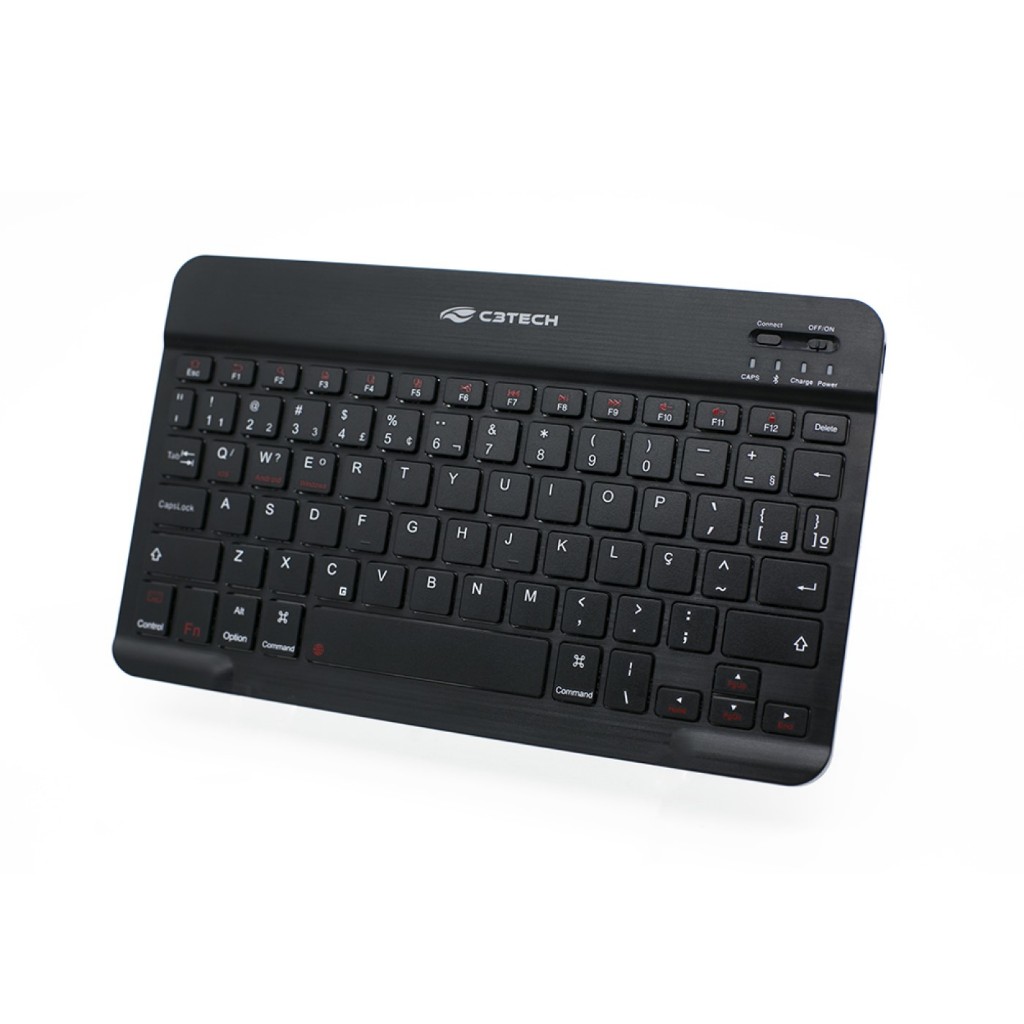 Teclado C3Tech Sem fio Bluetooth K-BT40BK MINI slim ultrafino ideal para tablets Teclas baixas Bateria Recarregável