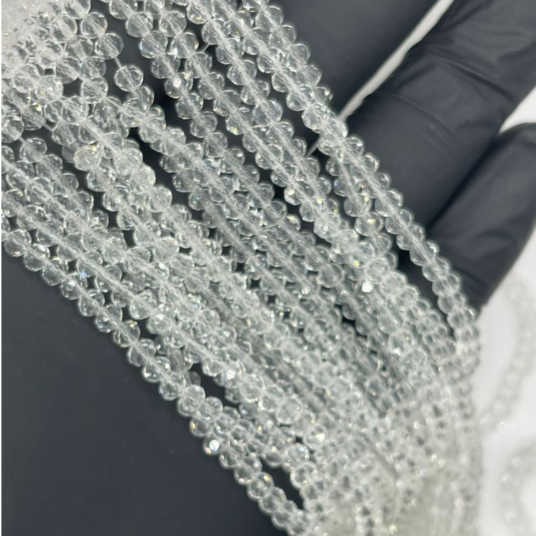 FIO DE CRISTAL VIDRO ACHATADO TRANSP. AZUL ROSA VERMELHO BRANCO PRETO SEXTAVADO 4MM  APROX 140 PECAS em Oferta na Shopee