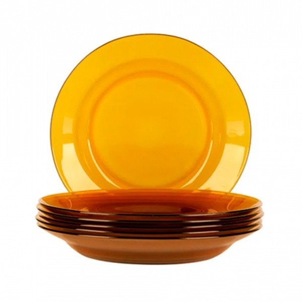 Prato de vidro fundo 23cm 6pçs Ambar em Oferta na Shopee