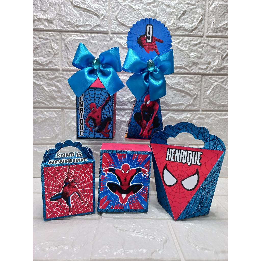 Kit festa PEGUE E MONTE -   Homem Aranha - Personalizados - Lembrancinha de Aniversário - Caixinhas. Homem Aranha