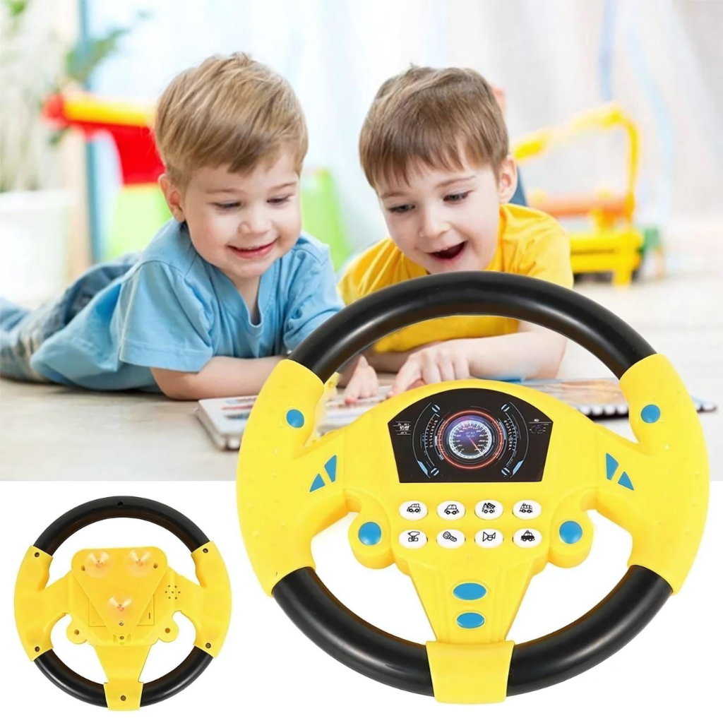 Volante Brinquedo Interativo Infantil Musical Buzina Led Som Simulação 360° Carro Interativo Musical