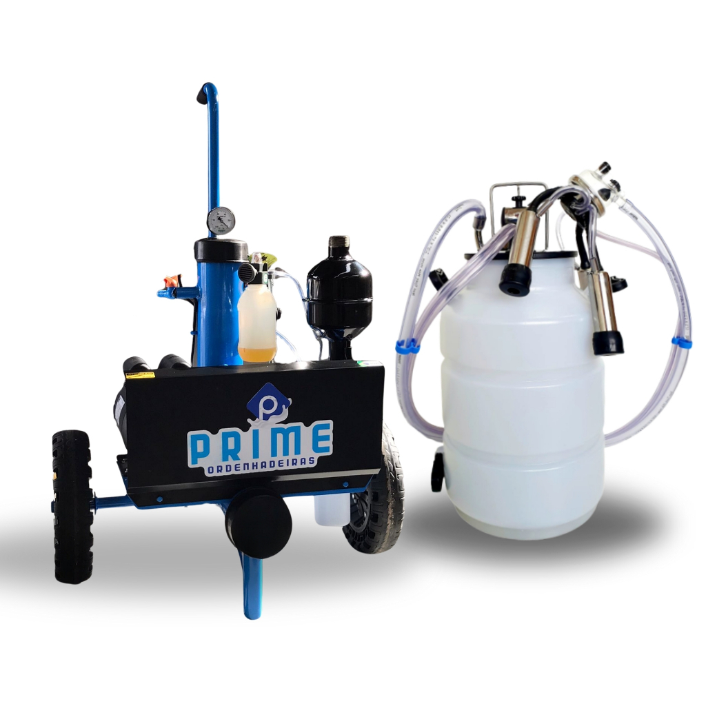 Ordenhadeira Móvel mini Completa Bomda de vácuo 300 litros e Motor de 1cv Com 1 Conjunto De Ordenha Prime