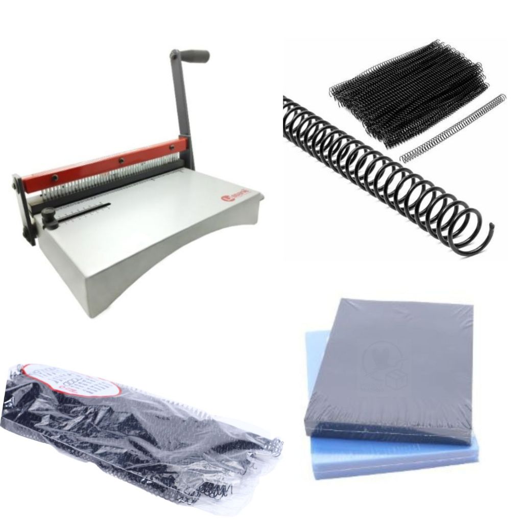 Kit Encadernadora Espiral A4 + 100 Capas + 300 Espirais Encadernação Profissional em Oferta na Shopee