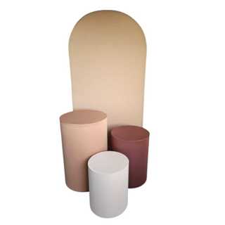 capa para painel romano 2x1 bege c/ amarelo bb + trio de capas para mesas cilindros tons terrosos em Oferta na Shopee