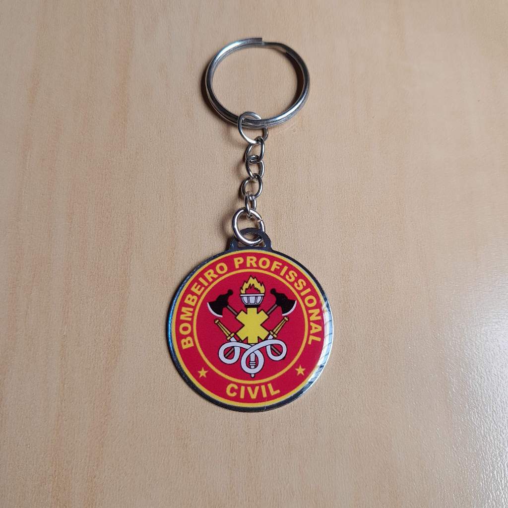 Chaveiro Bombeiro Profissional Civil Frente e Verso Resinado-Corpo de Bombeiros-Logotipo-Símbolo-Socorrista-Brasão-Curso