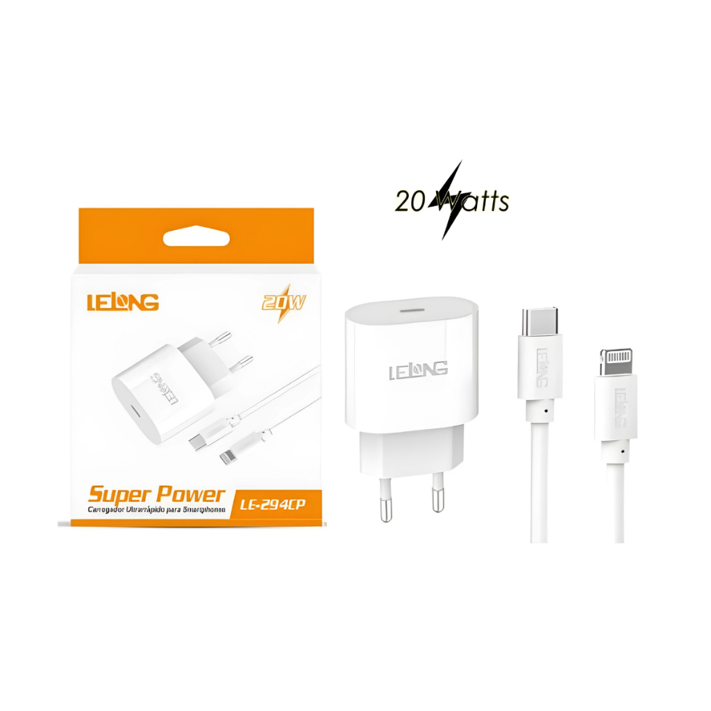 Carregador 5.1A Turbo 20W Cabo Type-C Para iPhone LELONG 1 Metro Carga Rápida em Oferta na Shopee