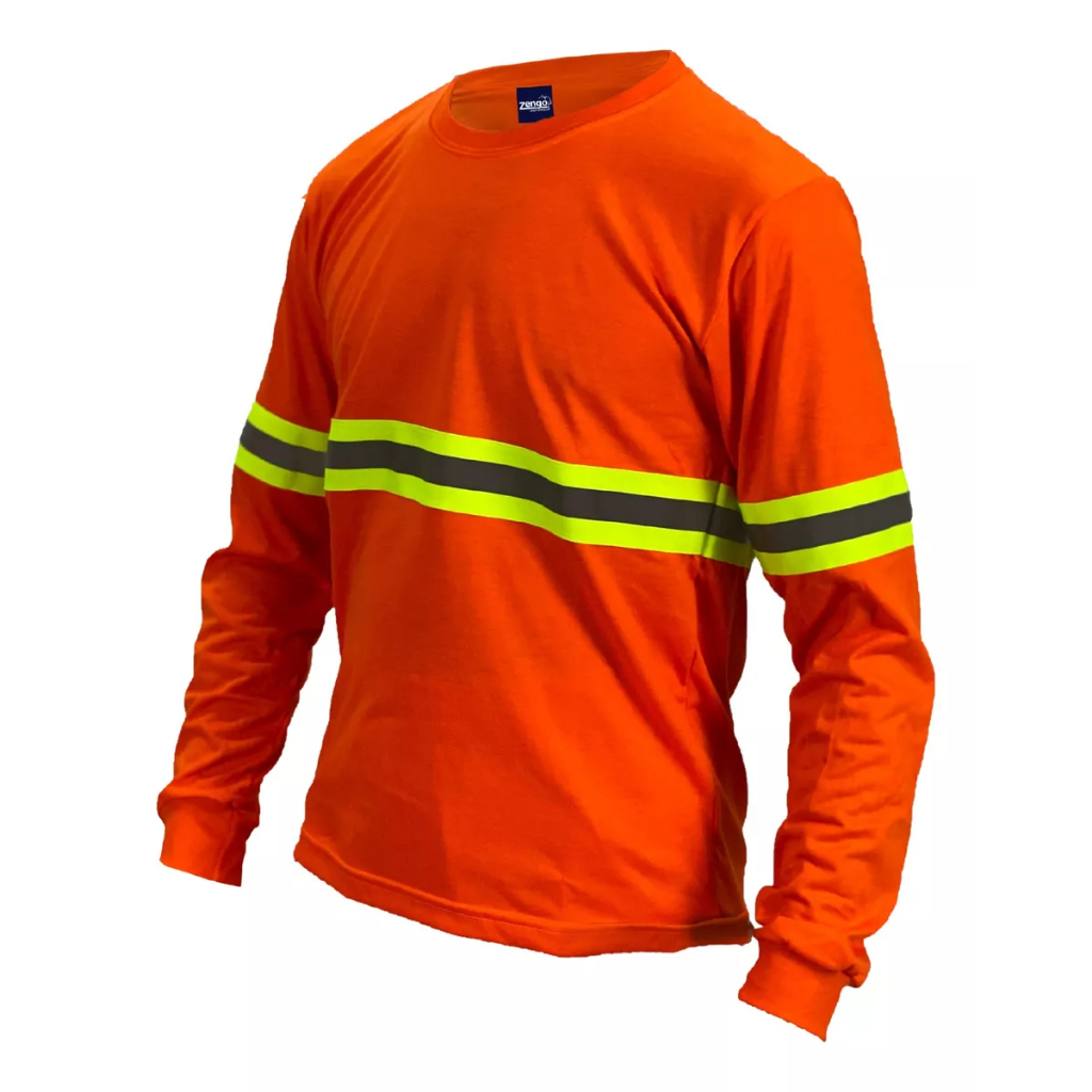 Camiseta Manga Longa Helanca Com Faixa Refletiva Uniforme Obras Construcao Ciclismo Corrida Noturno