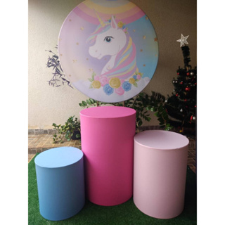 TRIO CAPAS PARA MESAS CILINDROS VESTE FÁCIL - COR chiclete, azul bb, rosa bb em Oferta na Shopee