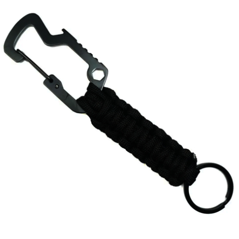 Chaveiro De Paracord Com Mosquetão Com Abridor Sobrevivência
