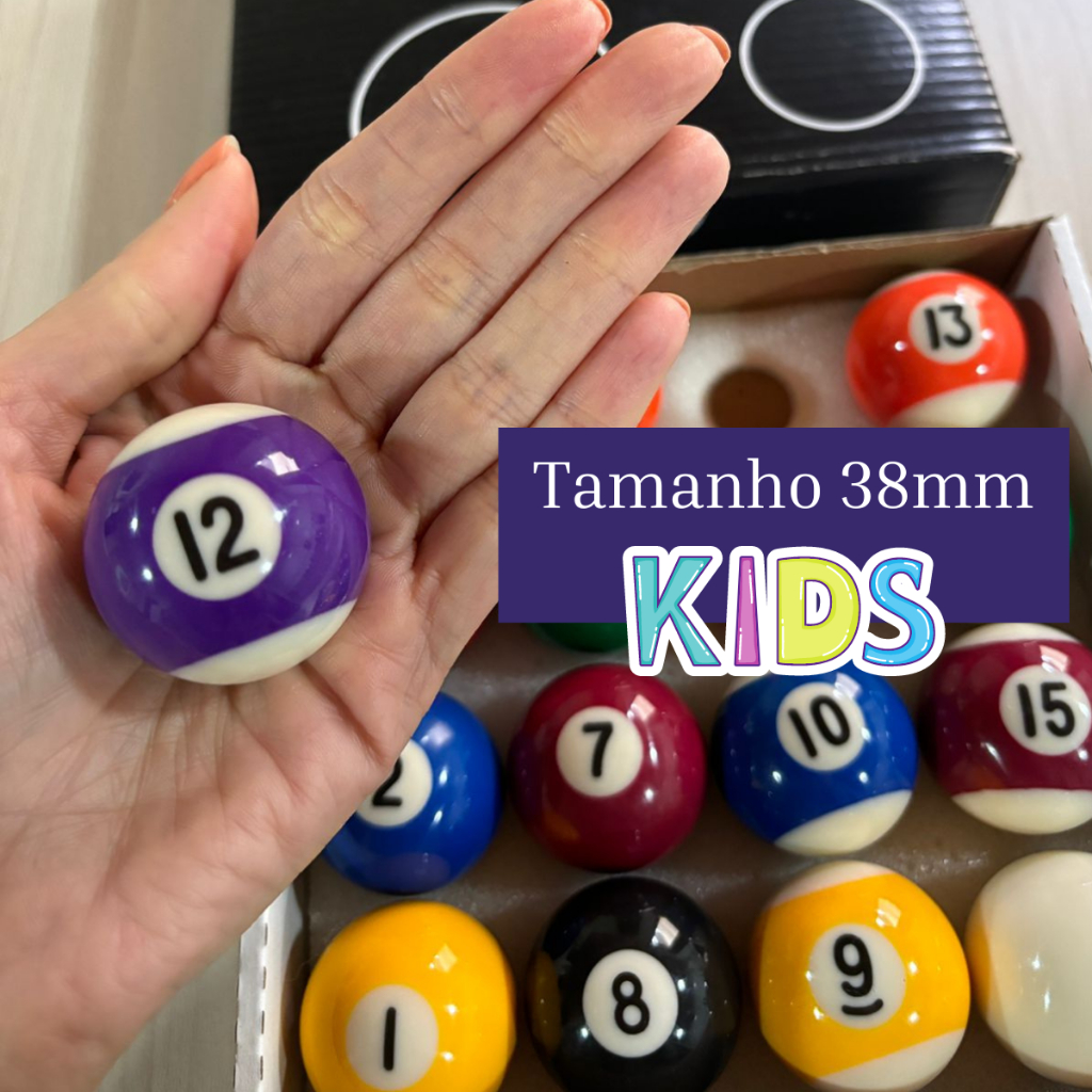 Jogo de Bolas De Sinuca Bilhar Infantil - 38mm P/ Mesa Infantil