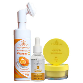 Kit Mousse Vitamina c + Sérum facial Vitamina c + Gel Facial Revigorante em Oferta na Shopee