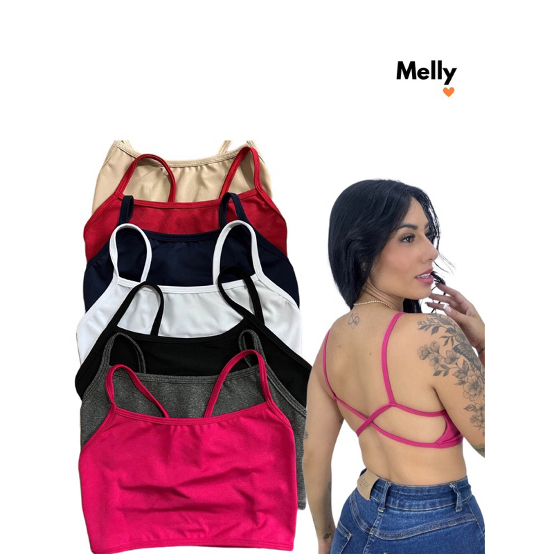 kit 5 top cruzado modinha costa nua gringa sem bojo em Oferta na Shopee