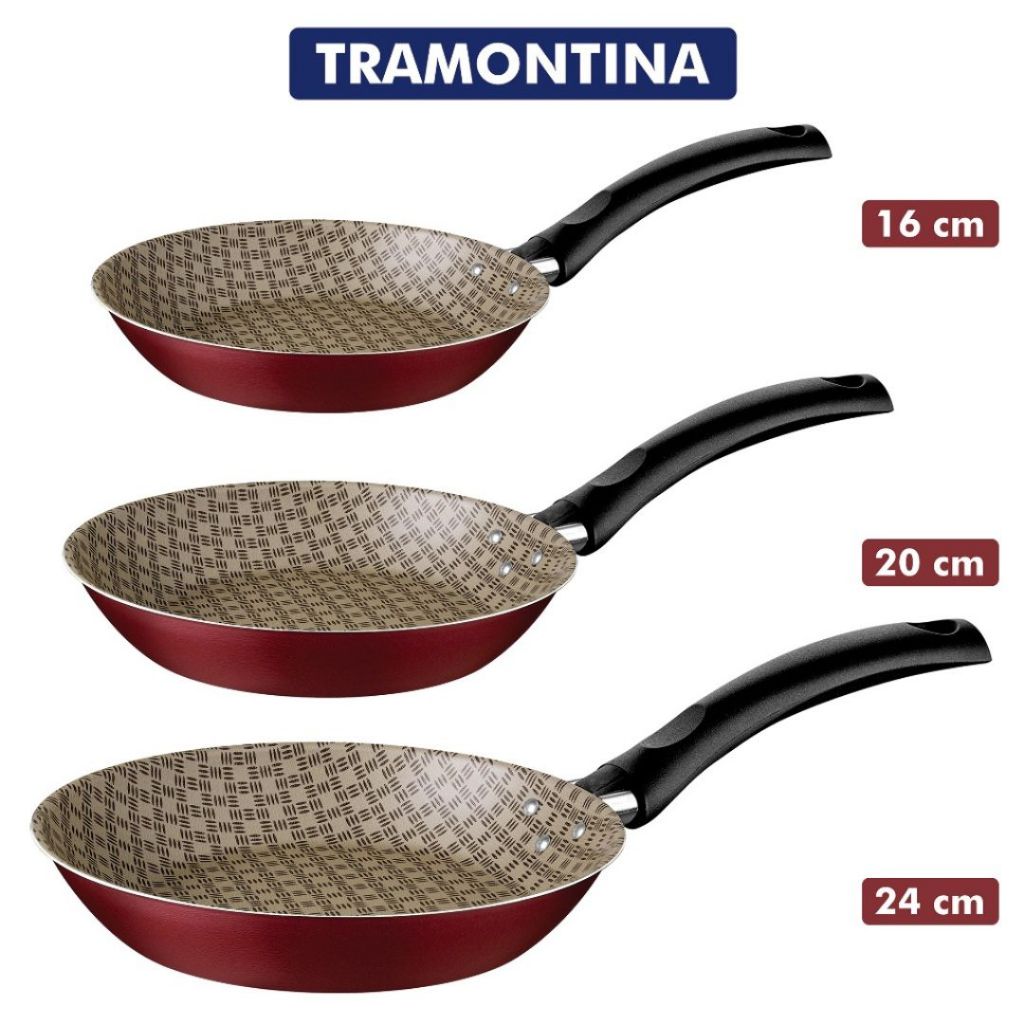 Frigideira Antiaderente Tramontina  Vermelha Turim-16 cm-20 cm-24cm em Oferta na Shopee