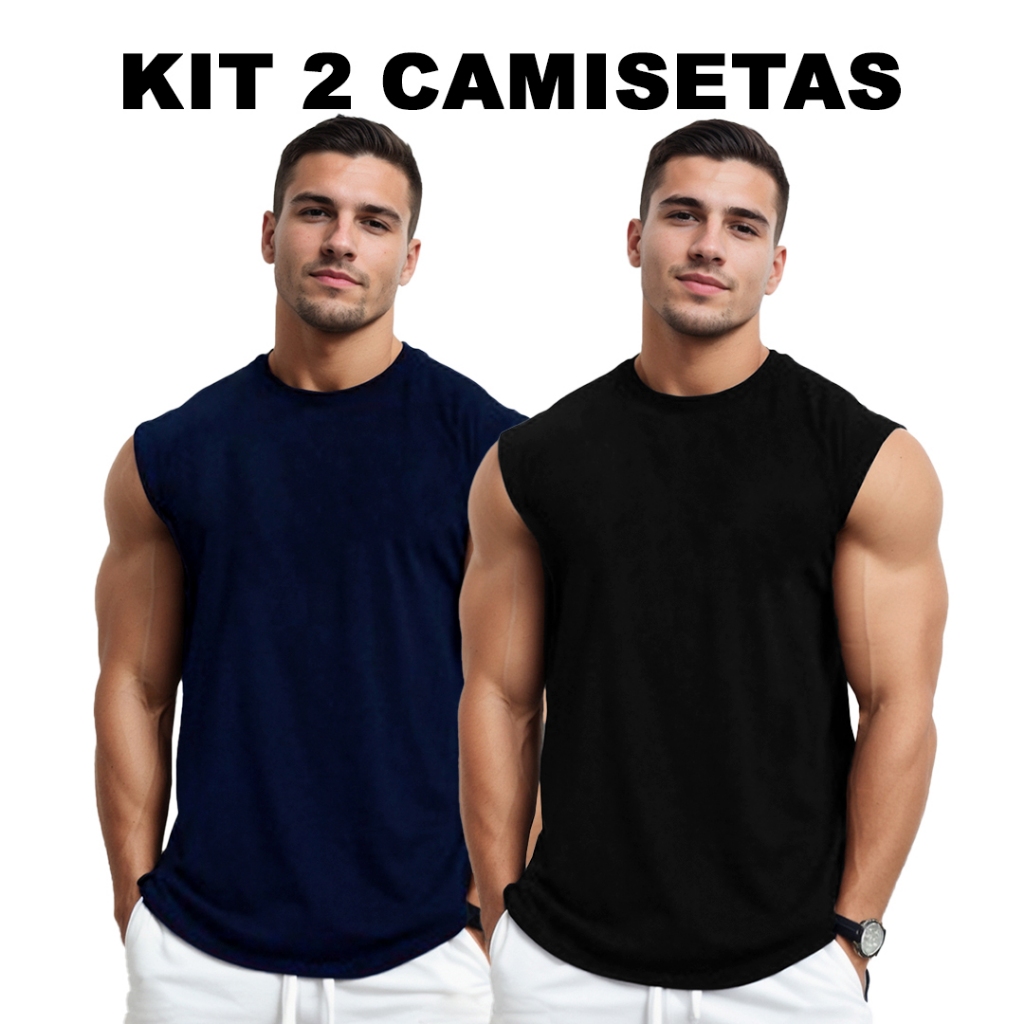 KIT 2 Camisetas Cores Masculinas Manga Japonesa Longline em Algodão Bombey Lisa sem Estampa Básica