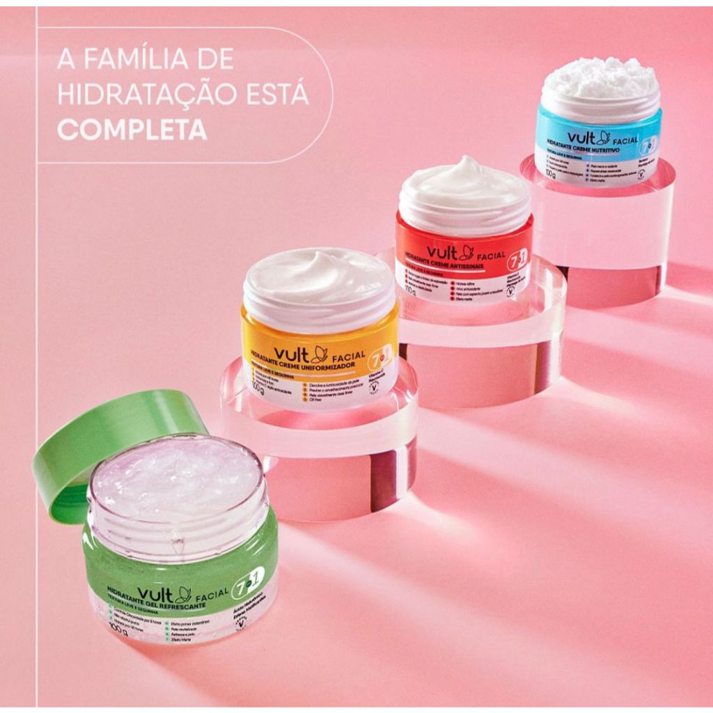 Hidratante Facial Antissinais, Nutritivo, Refrescante, Uniformizador 100g - Vult