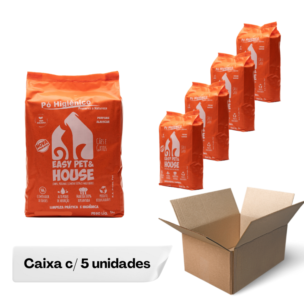 CX c 5 Pó Higiênico EASY PET - Limpeza à Seco e Eliminador de Odores