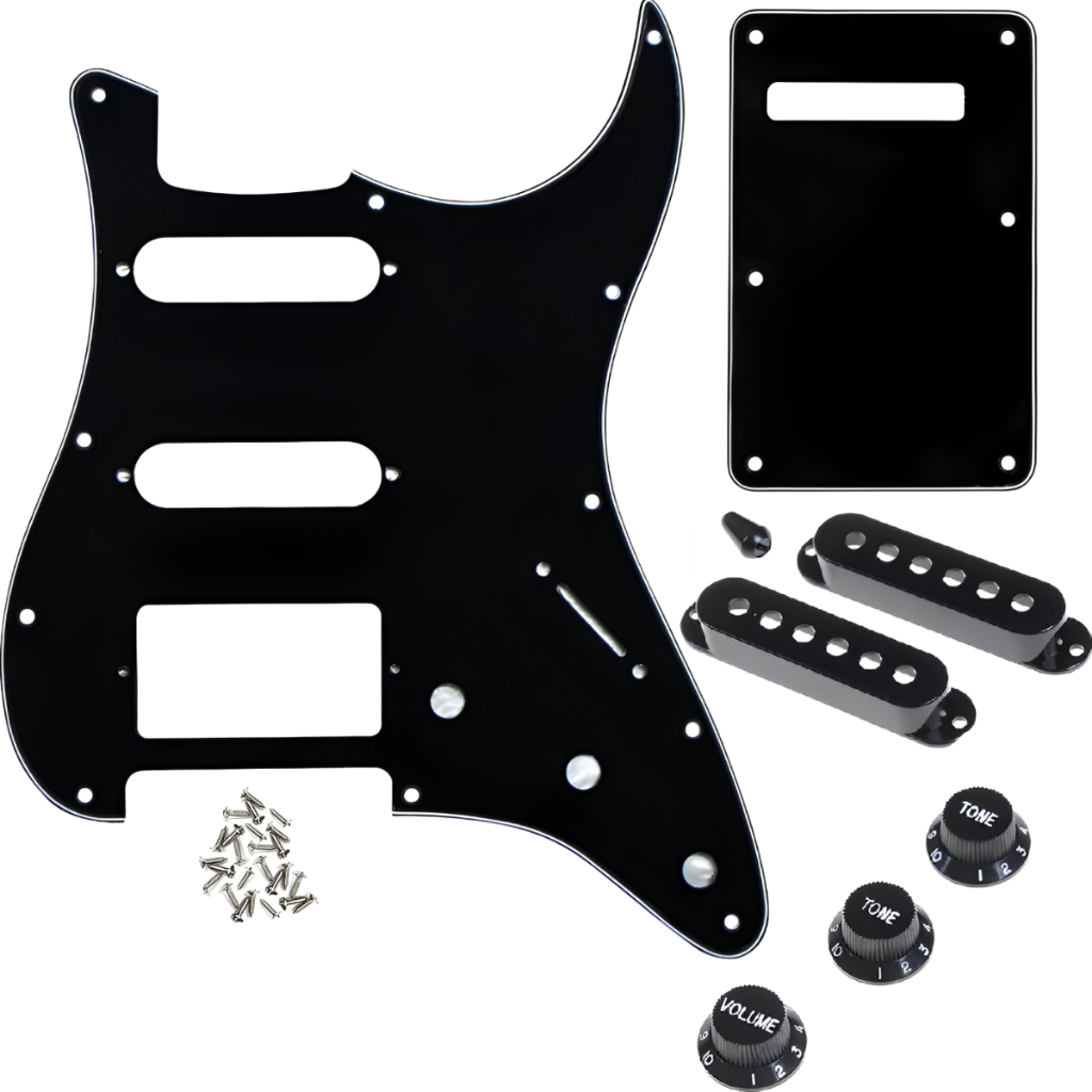 Kit Escudo Para Guitarra Desenho Ssh Hss 3 Camadas Stratocaster Strato Preto ou Branco
