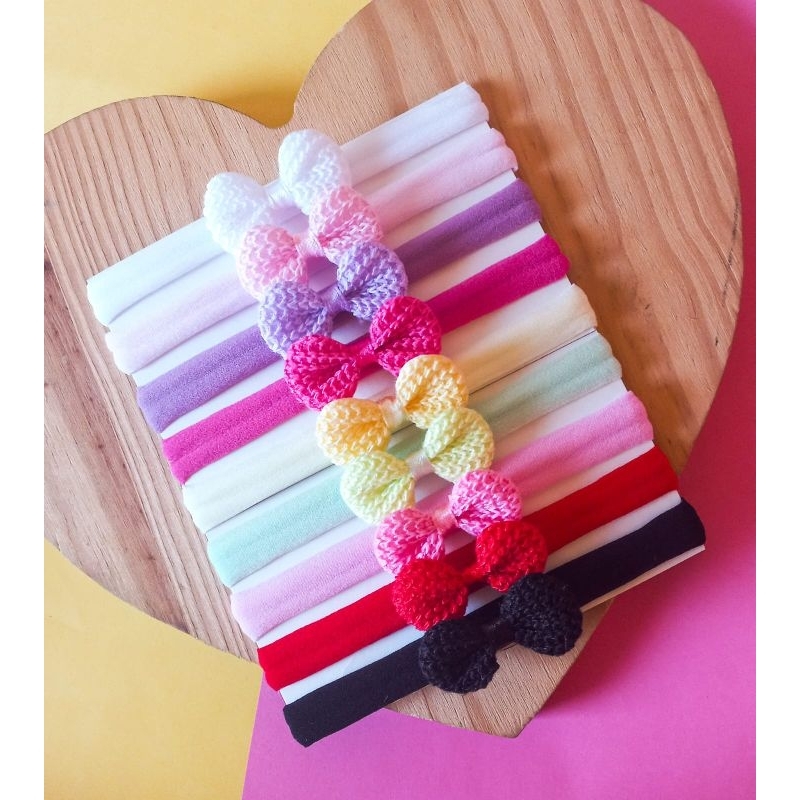 kit 9 laços crochê faixa para bebê laços de cabelo tiara infantil em Oferta na Shopee