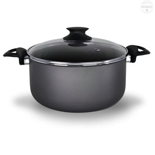 Panela Caçarola 20 cm com Tampa de Vidro Antiaderente 5 Camadas De Teflon Cor Preto Grafite