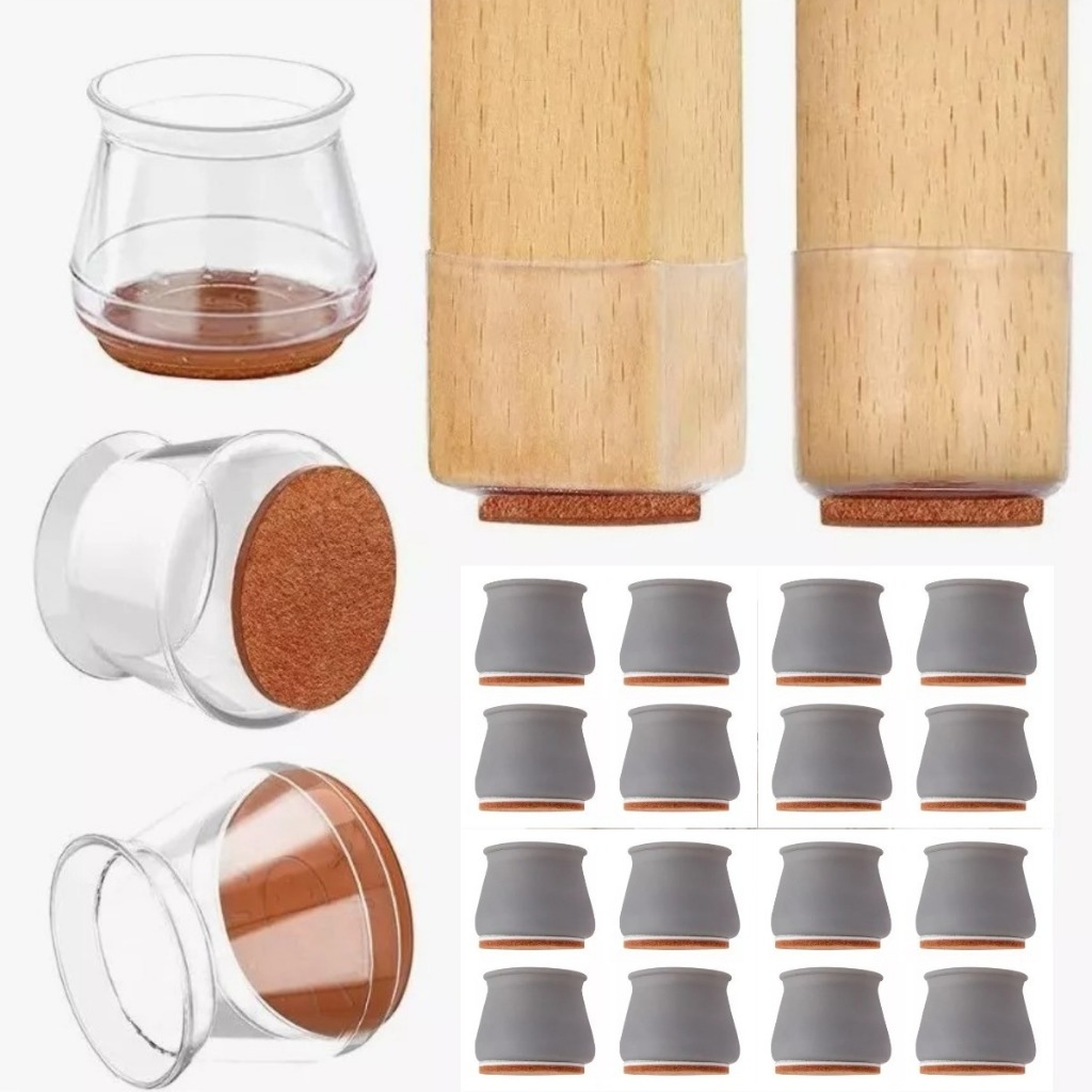 KIT PROTETOR DE PÉ DE CADEIRA COM FELTRO DE SILICONE FLEXIVEL MESA E MOVEIS COZINHA SERVE PÉ