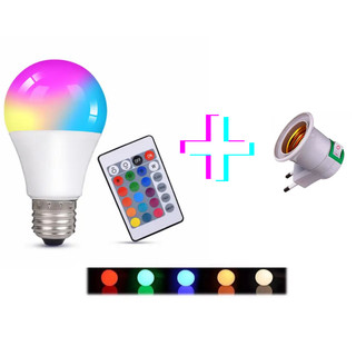 Lampada Mais Suporte Cromoterapia 16 Cores Controle Remoto