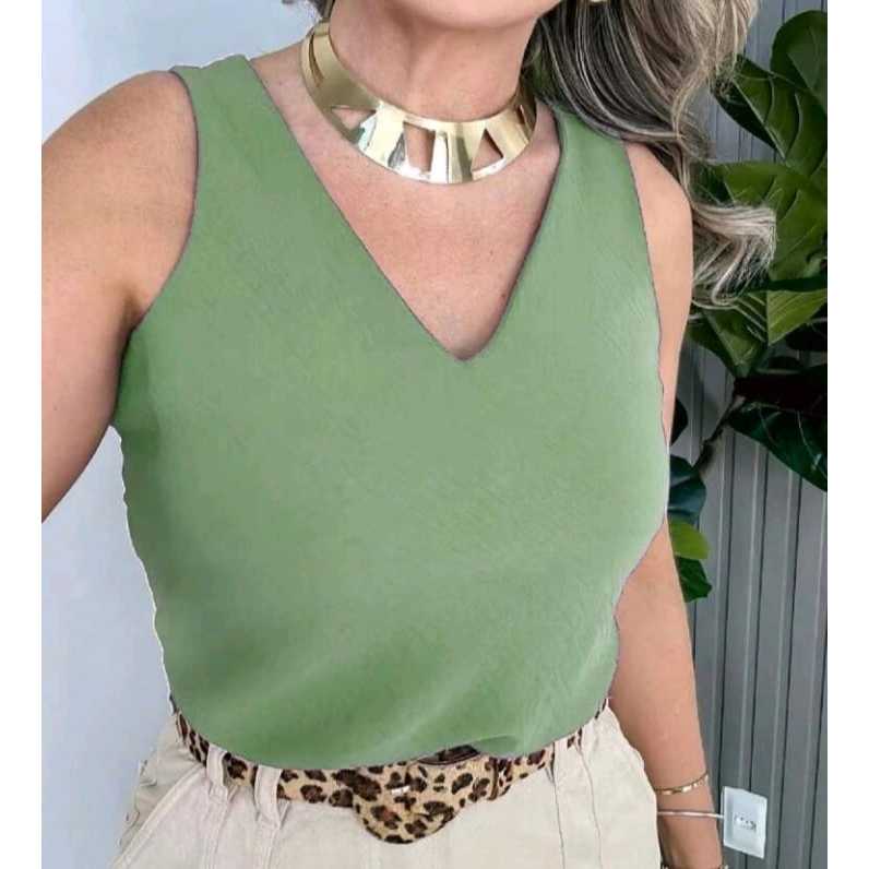 Blusa Feminina Alça Larga Tecido Duna