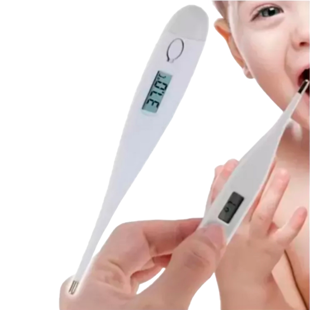Termômetro Clinico Digital Axilar Febre Medidor de Temperatura em 60s Alarme Beep Ponta Flexível