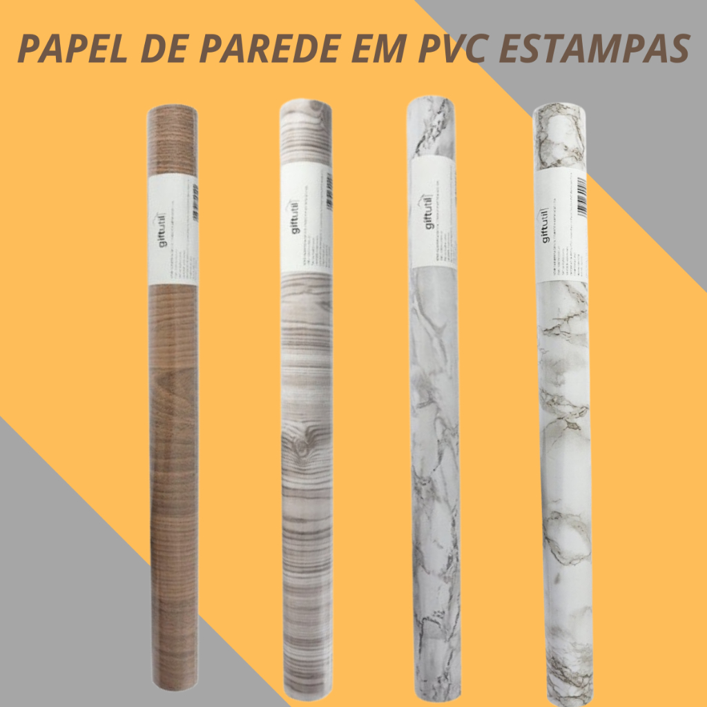 2X PAPEL DE PAREDE EM PVC ADESIVO AUTOCOLANTE LAVÁVEL CONTACT COM ESTAMPA FÁCIL APLICAÇÃO 5MX45CM 3