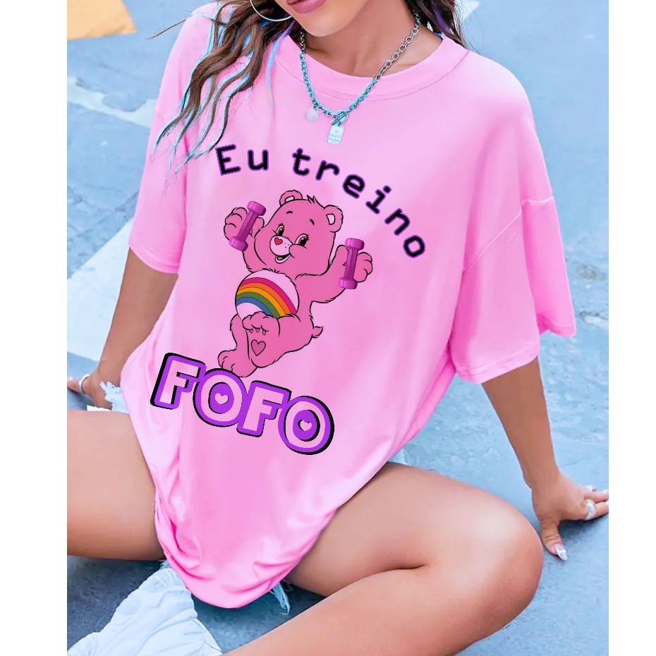 camiseta de academia feminina ursinhos carinhosos, eu treino fofo, t shirt personagens