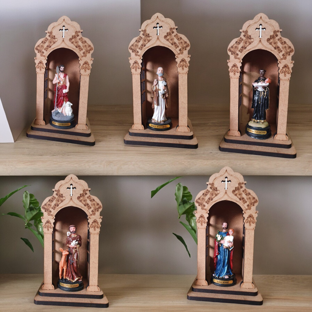 Imagem em resina valor unitari São Benedito Bento José João Batista Pedro Francisco oratorio capela sagrado coração jesu