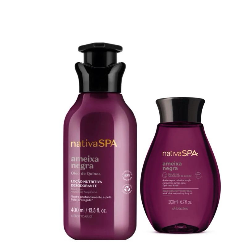 Loção Hidratante Desodorante Corporal Nativa Spa Ameixa Negra 400ml+ Óleo Hidratante Corporal Nativa SPA Ameixa Negra 200ml