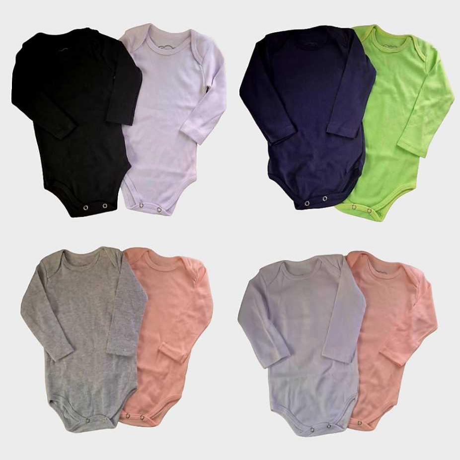 Body Bebê Manga Longa Menina Menino 2 UN - Roupa de bebê Bodies Manga Longa - Body Bebê