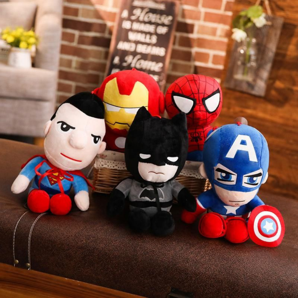 Pelúcia Super Herois Marvel Vingadores 23cm Homem De Ferro  SuperMan  Capitão America   Homem Aranha em Oferta na Shopee