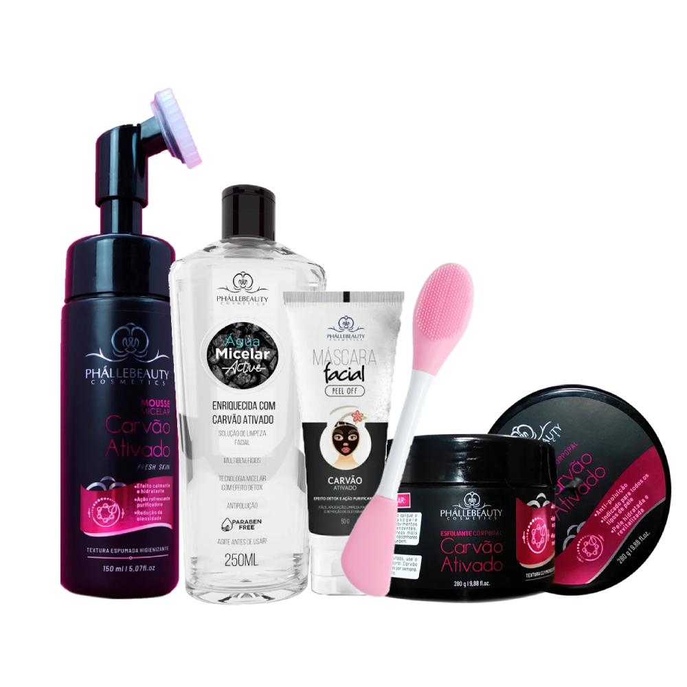 Kit Cuidado Facial Carvão Ativado 5 Itens PhálleBeauty em Oferta na Shopee