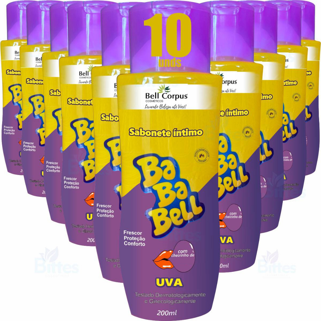 Kit 10  Sabonete Bababell Uva Bell Corpus Higiene Íntima