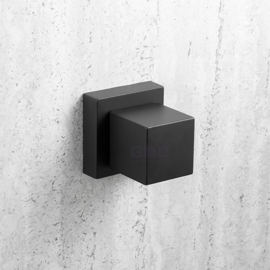 Acabamento Quadrado Metal Preto Registro Pressão Gaveta Chuveiro Deca