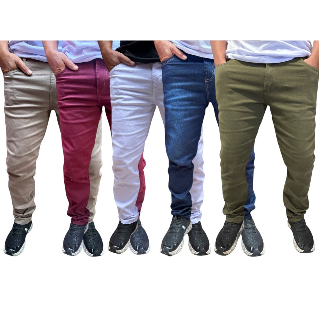 Kit c/5 calças masculinas jeans slim todas com elastano produto novo a pronta entrega