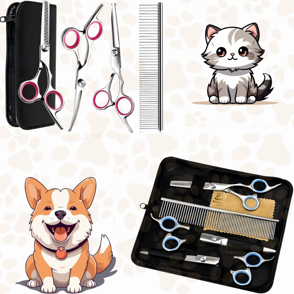 KIT Tesoura profissional (604405/605335) Para Tosa de Aço Inoxidável para Cães e Gatos outros Animais Pequenos