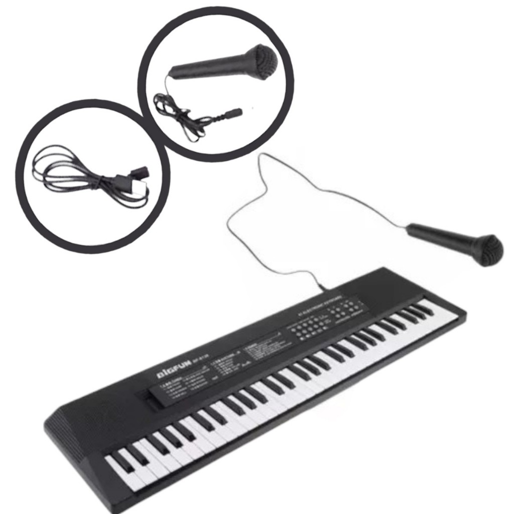Teclado Eletrônico Órgão Iniciantes/Profissionais 61 Teclas BF-6138 Alta Qualidade com Microfone