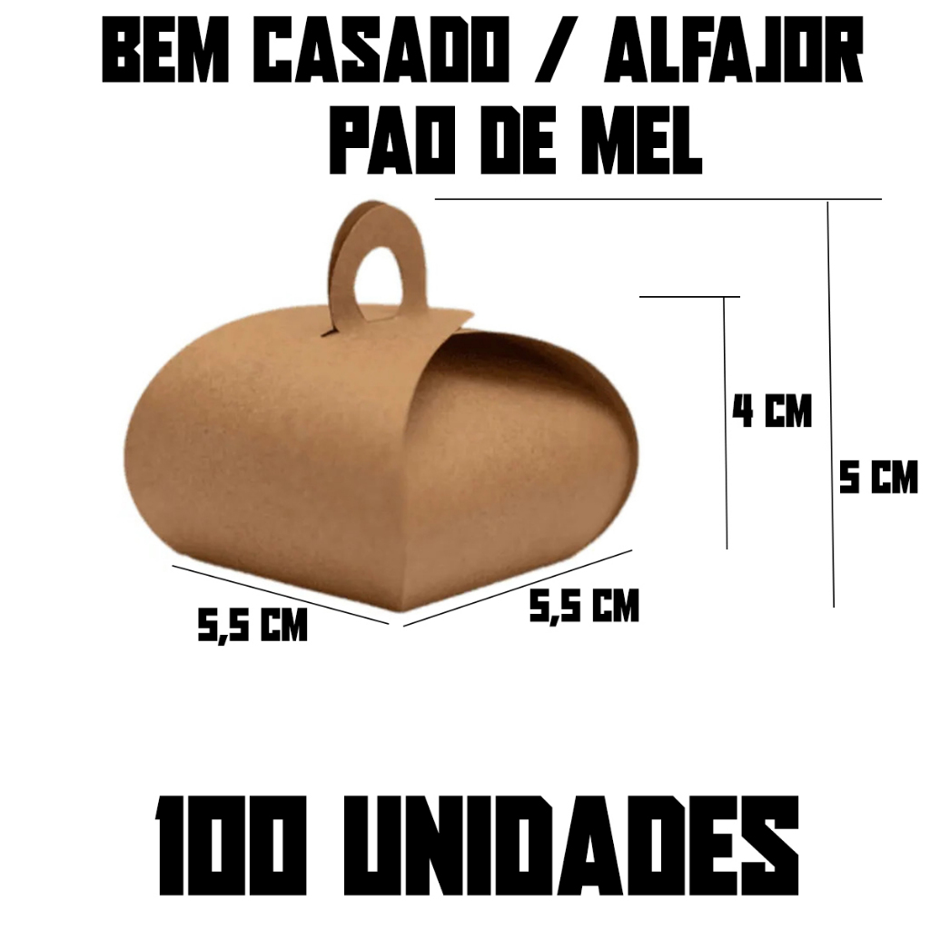 25-75-50-100 Caixas Caixinhas Embalagem Para Bem Casado / Alfajor / Pão de Mel / Docinhos 5,5cm x 5,5cm x 4cm x 5cm Kraft / Branco
