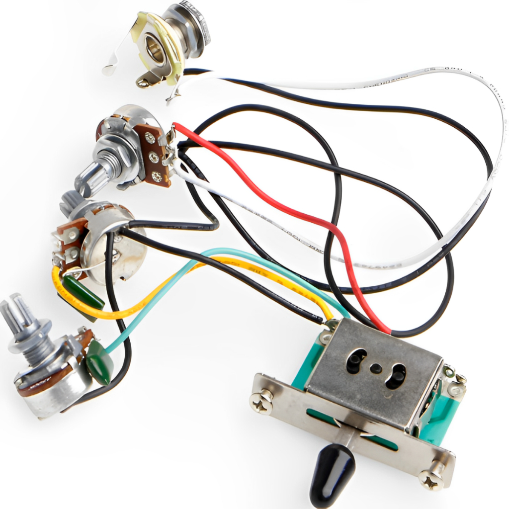 Circuito Elétrico De Guitarra Soldado Com Potenciômetro e Chave Seletora
