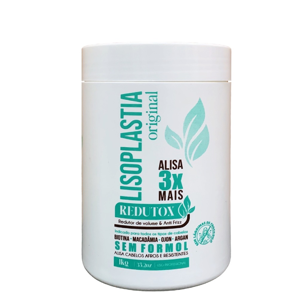 REDUTOX ORGANICO LISOPLASTIA MASCARA VOLUME ZERO 1KG PARA TODOS TIPOS DE CABELO RESULTADO DE SALÃO